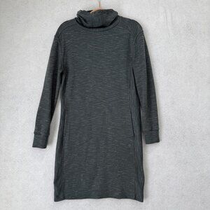 prAna Sweater Dress Womens Small Gray Heather Cowl Neck Long Sleeve Tunic Knit